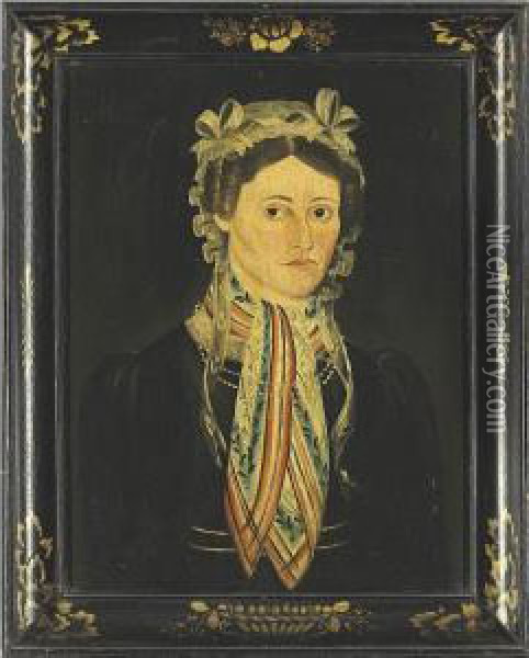 A Portrait Of Elizabeth Van Tine Adams Oil Painting - Sheldon Peck