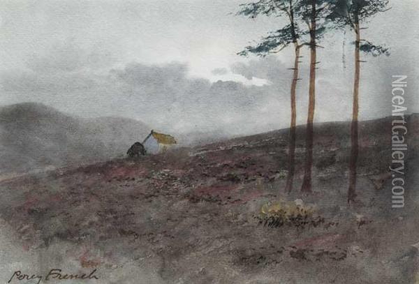 An Irish Hillside Cabin Oil Painting - William Percy French
