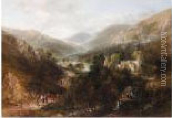 Valle Crucis Llangollen Oil Painting - Frederick Henry Henshaw