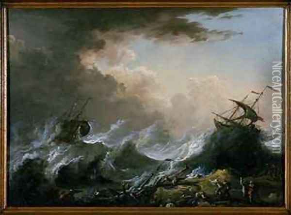 Sea storm and shipwreck Oil Painting - Christian Wilhelm Ernst Dietrich