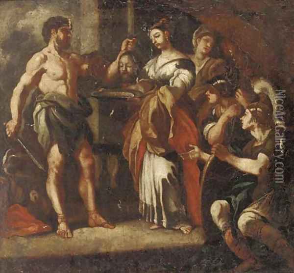 Salome receiving the head of Saint John the Baptist Oil Painting - Francesco Solimena