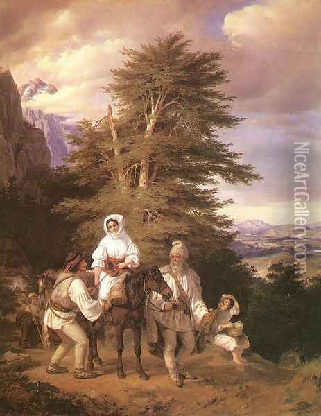 Vasarra meno roman csalad, 1843-44 Oil Painting - Miklos Barabas