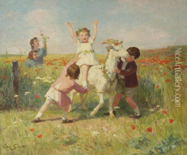 Playing Children Oil Painting - Victor-Gabriel Gilbert