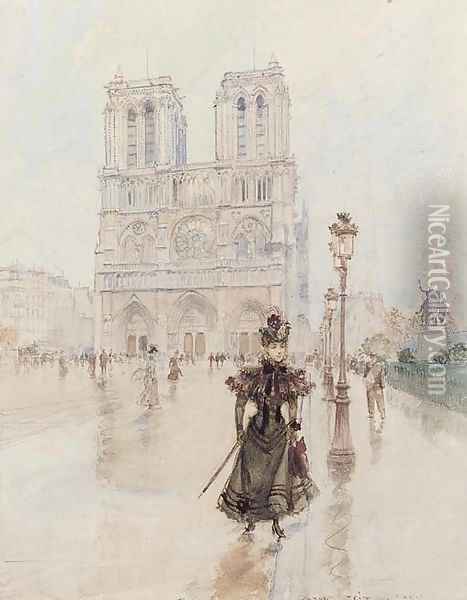 Vue de Notre Dame Oil Painting - Georges Stein