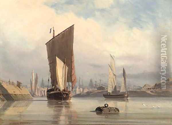Ghosting into harbour Oil Painting - Antoine Leon Morel-Fatio