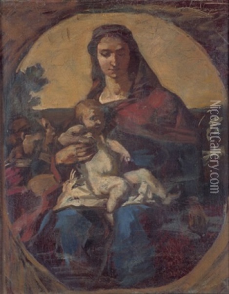 Maria Mit Dem Kinde Zwischen Musizierenden Engeln Oil Painting - Anselm Friedrich Feuerbach