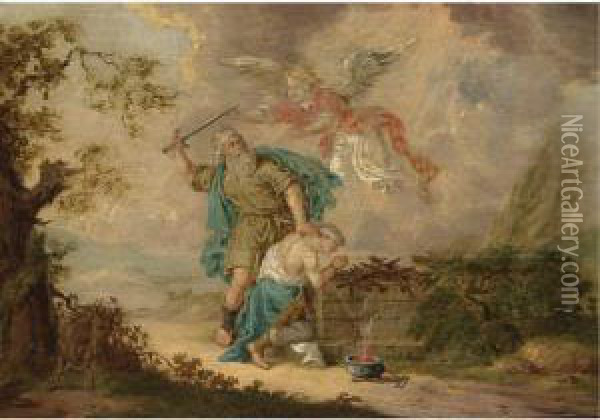 The Sacrifice Of Isaac Oil Painting - Abraham Hondius