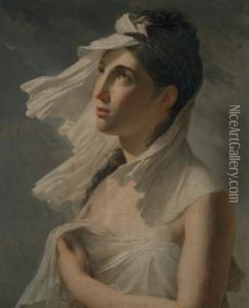 Portrait De Jeune Fille Oil Painting - Baron Pierre-Narcisse Guerin