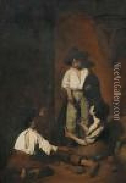 Children Playing Cards. Oil Painting - Bartolome Esteban Murillo