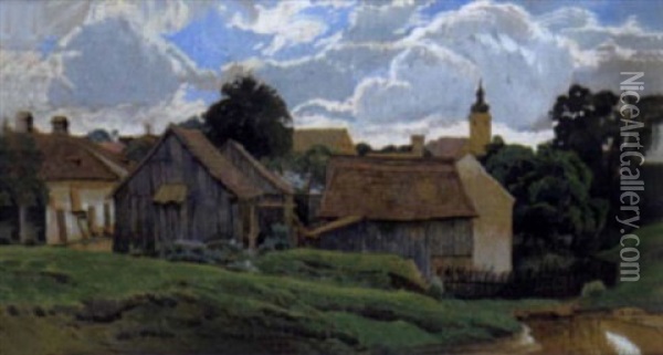 Dorflandschaft Oil Painting - Hubert Landa