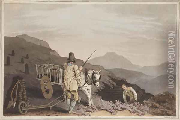 The Peat Cart, from The Costume of Yorkshire, engraved by Robert Havell, 1814 Oil Painting - George Walker