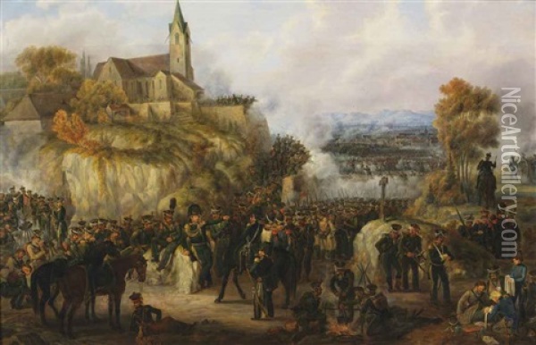 The Battle Of La Suffel, 28 June 1815 Oil Painting - Johann Baptist Pflug