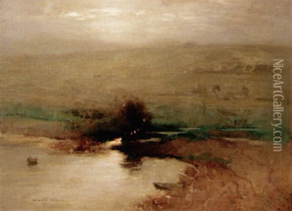 Grey Morning, Duddingston Loch Oil Painting - William Marshall Brown
