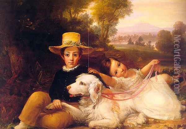 Portrait of Two Children Oil Painting - George Henry Harlow