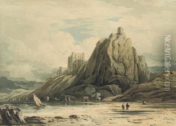 Bamborough Castle, Northumberland Oil Painting - John Varley