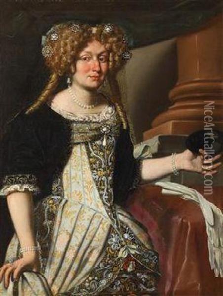 Bildniseiner Adeligen Dame Mit Einem Perlenkollier Oil Painting - Benedetto Gennari