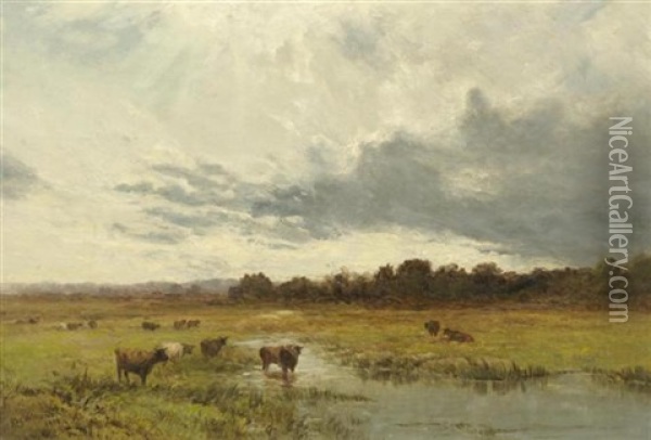 Kuhe Auf Der Weide Oil Painting - Alfred Walter Williams