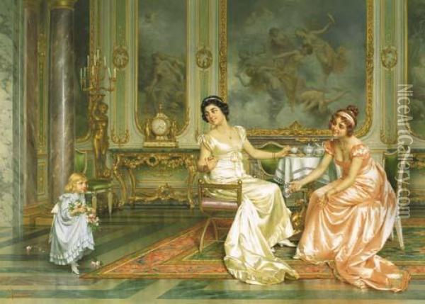 The Birthday Oil Painting - Vittorio Reggianini