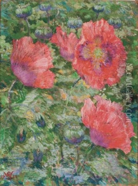 Anemonen Oil Painting - Willy Schlobach
