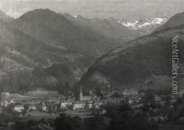 Ansicht Eines Schweizer Dorfes Oil Painting - Gustave Eugene Castan