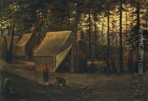 Confederate Encampment At Seven Pines (fair Oaks), Virginia Oil Painting - William Aiken Walker