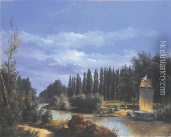Vue Du Parc Du Chateau De Neuilly Oil Painting - Robert Leopold Leprince