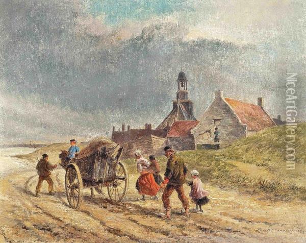 To The Village Oil Painting - Robert Thomas Landells
