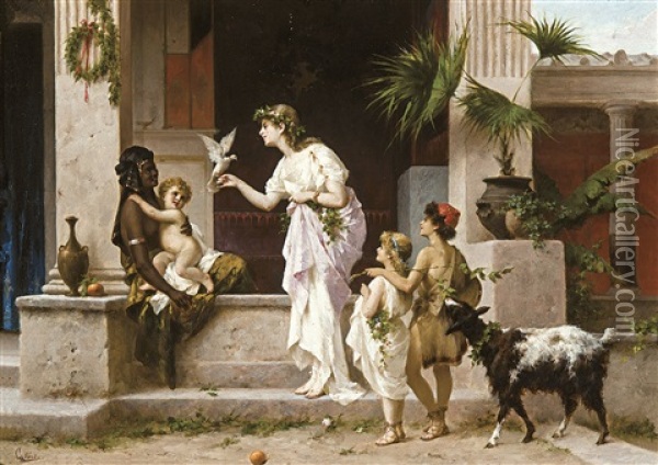 Scene Dans L'ancienne Ville De Pompei Oil Painting - Luigi Crosio