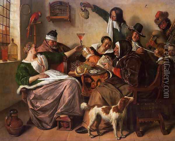 As the Old Sing, So Pipe the Young Oil Painting - Jan Steen