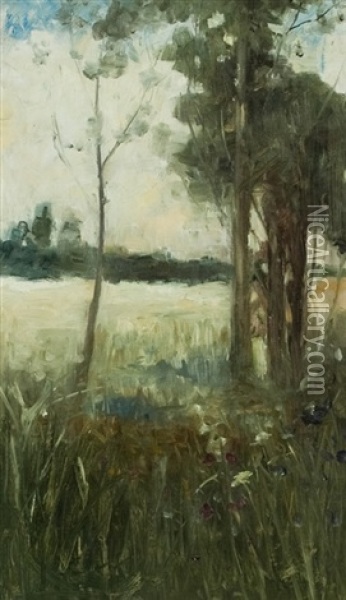 Trees In A Copse Oil Painting - Sir David Murray