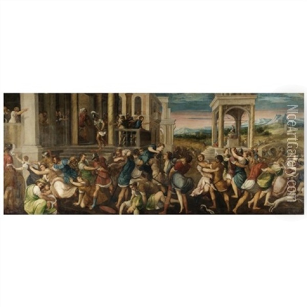 The Rape Of The Sabine Women Oil Painting - Bonifazio de Pitati