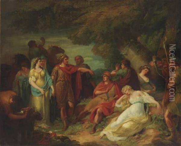 Theseus And Hippolyta Find The Lovers, From A Midsummer Night'sdream Oil Painting - Francis Wheatley