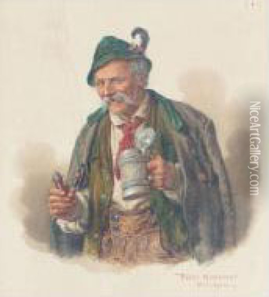 The Happy Drinker Oil Painting - Peter I Kramer