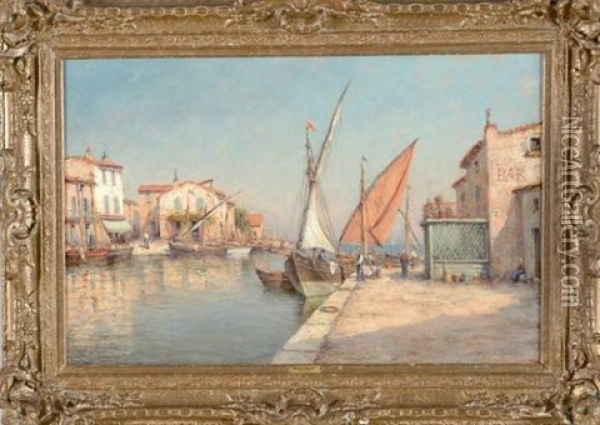 Voiliers Au Port Oil Painting - Henri Malfroy-Savigny