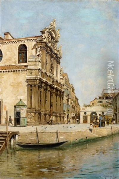 View Of Venice With Santa Maria Zobenigo Oil Painting - Rafael Senet y Perez