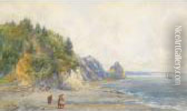 Children By The Sea Oil Painting - Charles Macdonald Manly