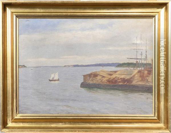 Lulefjarden, Signerad Br. Hoppe Lulea 1901 Oil Painting - Bruno Hoppe