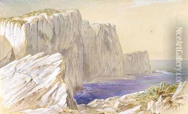 Sapphos Leap Leucatas Lefkas Oil Painting - Edward Lear