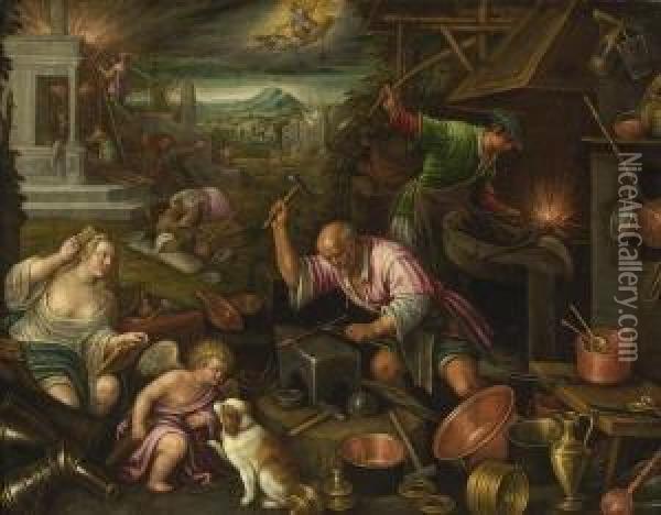 Das Element Des Feuers. Oil Painting - Jacopo Bassano (Jacopo da Ponte)