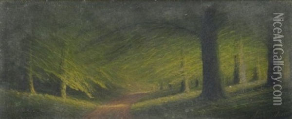 Road Through The Woods Oil Painting - Harvey Joiner