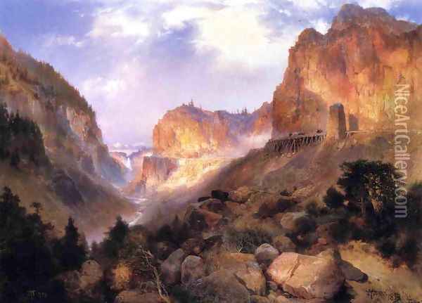 Golden Gateway to the Yellowstone Oil Painting - Thomas Moran