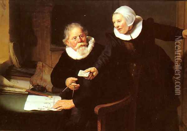 Jan Rijcksen and his Wife, Griet Jans ('The Shipbuilder and his Wife') Oil Painting - Rembrandt Van Rijn