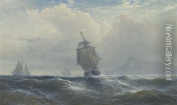 Shipping Off Portsmouth Oil Painting - Edward Moran