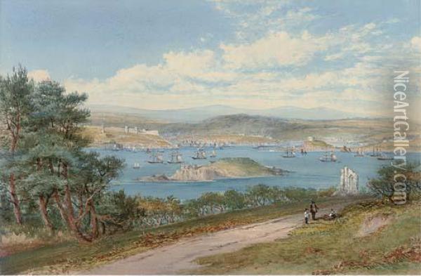 Plymouth Sound From Mt. Edgcumbe Oil Painting - Philip Mitchell