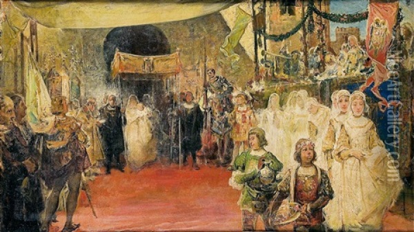 Bautizo Del Infante Don Juan En Sevilla Oil Painting - Jose Arpa Y Perea
