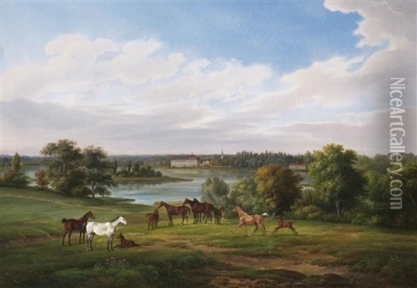 Das Herrenhaus Derer Zu Maltzahn In Ivenack (mecklenburg) Oil Painting - Albrecht Adam