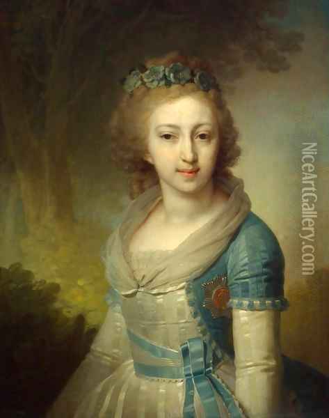 Portrait of Grand Duchess Yelena Pavlovna Oil Painting - Vladimir Lukich Borovikovsky