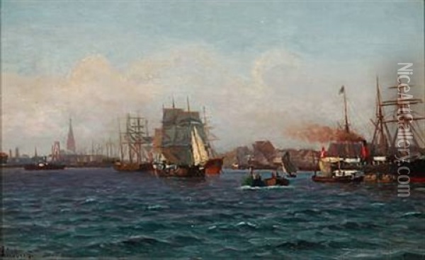The Entrance To Copenhagen Harbour Oil Painting - Holger Luebbers