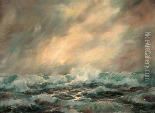 Study Of Waves Breaking Oil Painting - Frederick Gordon Crosby