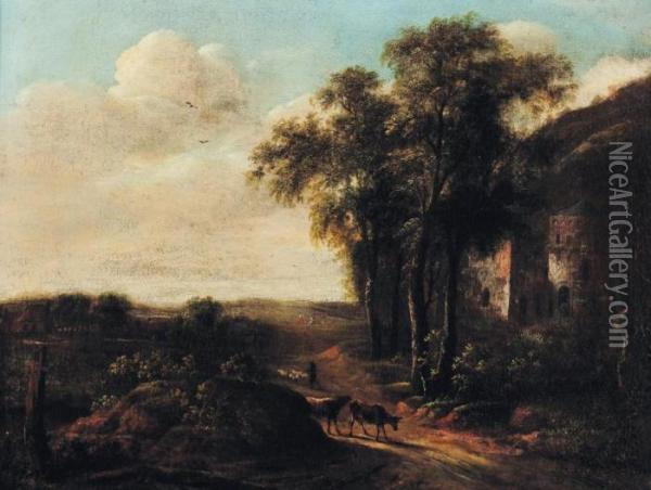 Paysage Au Gardien De Vaches Oil Painting - Jacob Van Ruisdael